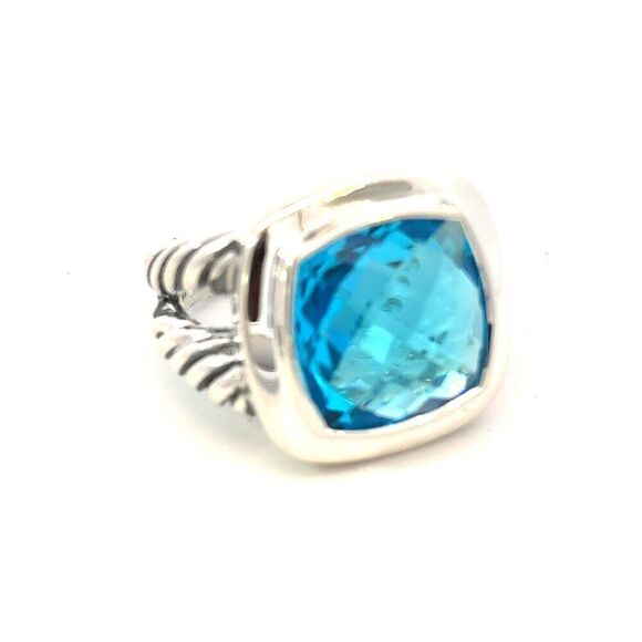 David Yurman Blue Topaz Ring Size 7 Sterling Silver Estate DY599 - Picture 2 of 7